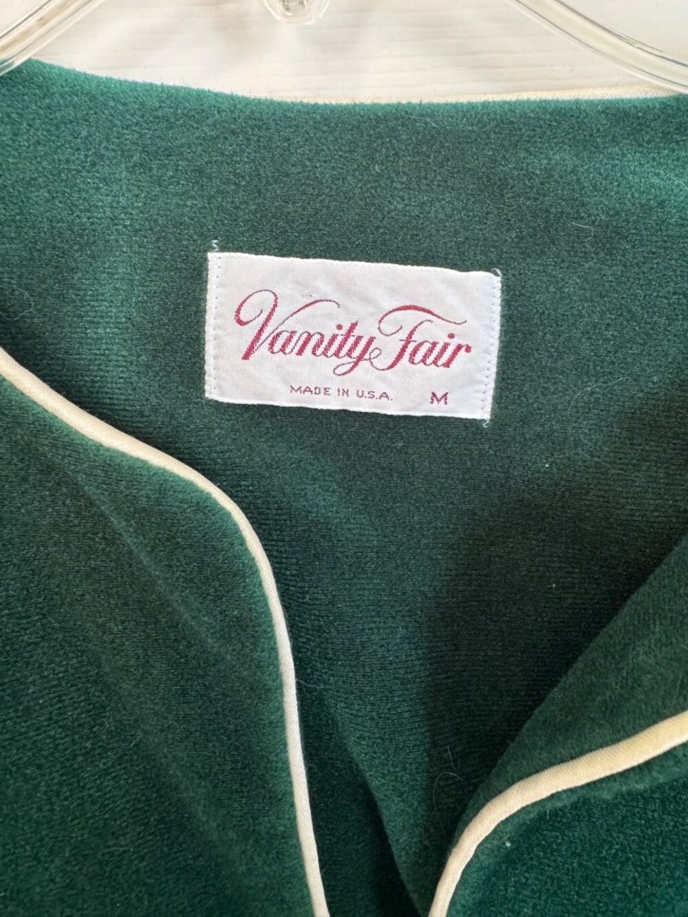 Vintage Vanity Fair Green Velvet Velour House Coat Robe Medium Retro Pocket - Picture 5 of 9
